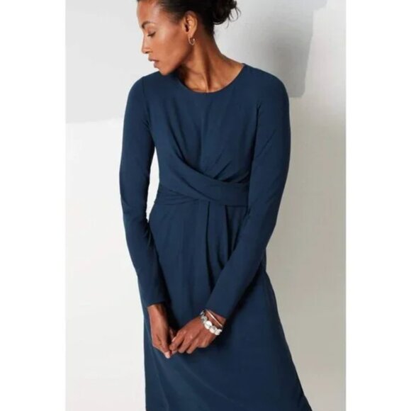 J.Jill Wearever Collection Rich Navy Blue Criss-Cross Dress, Small Petite - Picture 3 of 10